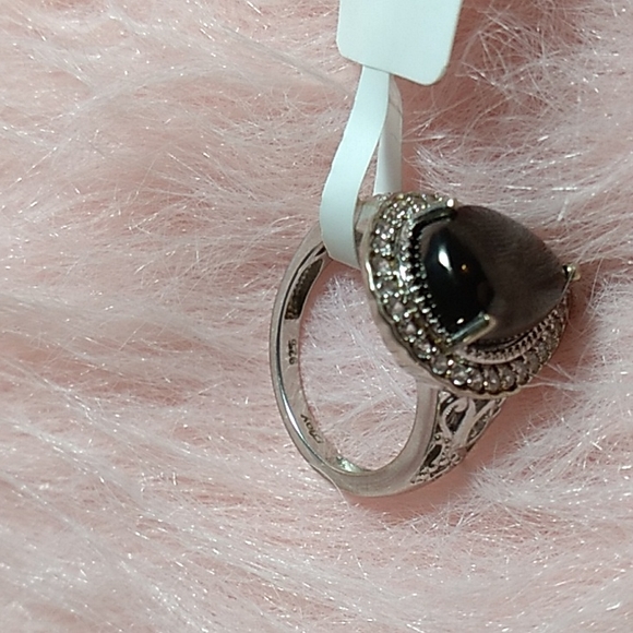 Elite Shungite Diamond Platinum Halo Ring Black Certified Jewelry - Picture 6 of 12